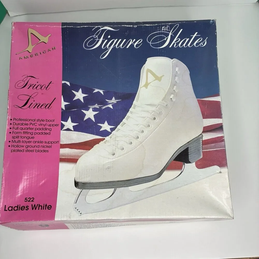 American White Tricot Lined Figure Ice Skates Womens Size US 9 NEW In Box